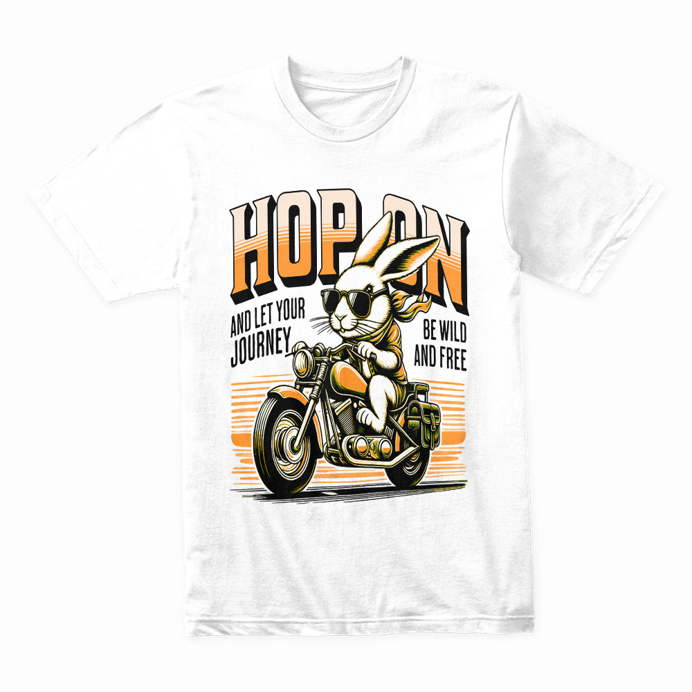 Hop On – Cool Biker Rabbit Adventure T-Shirt