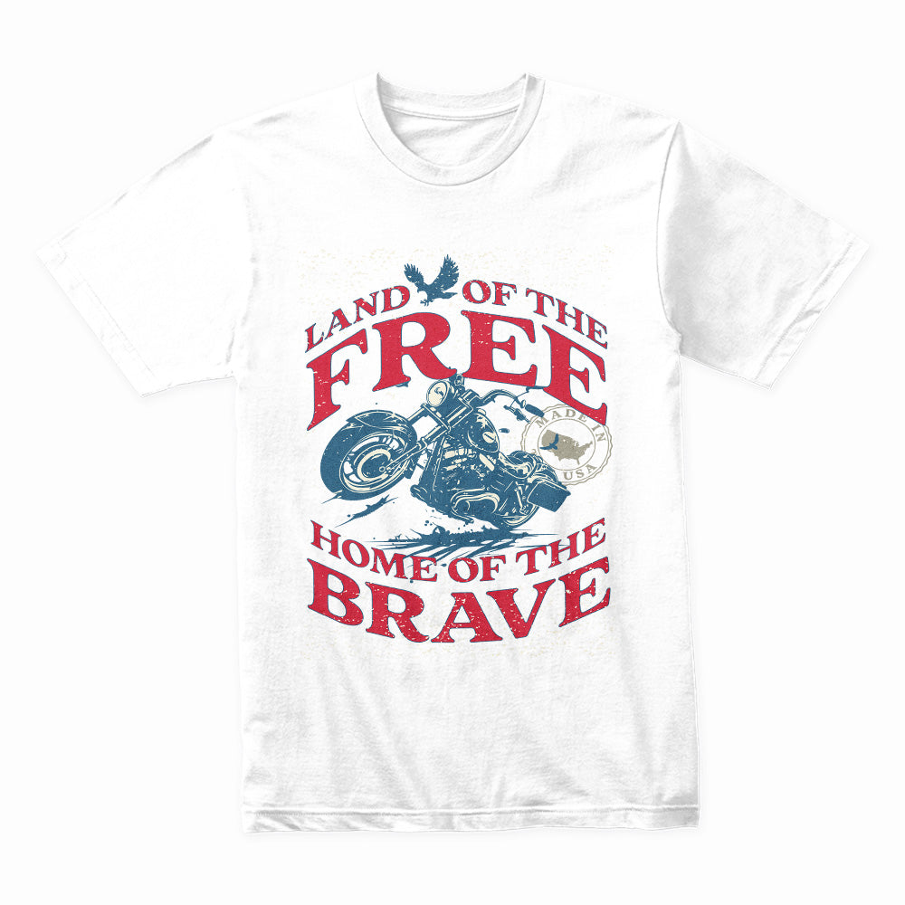 Land of the Free – Home of the Brave Patriotic Biker T-Shirt