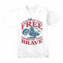 Land of the Free – Home of the Brave Patriotic Biker T-Shirt