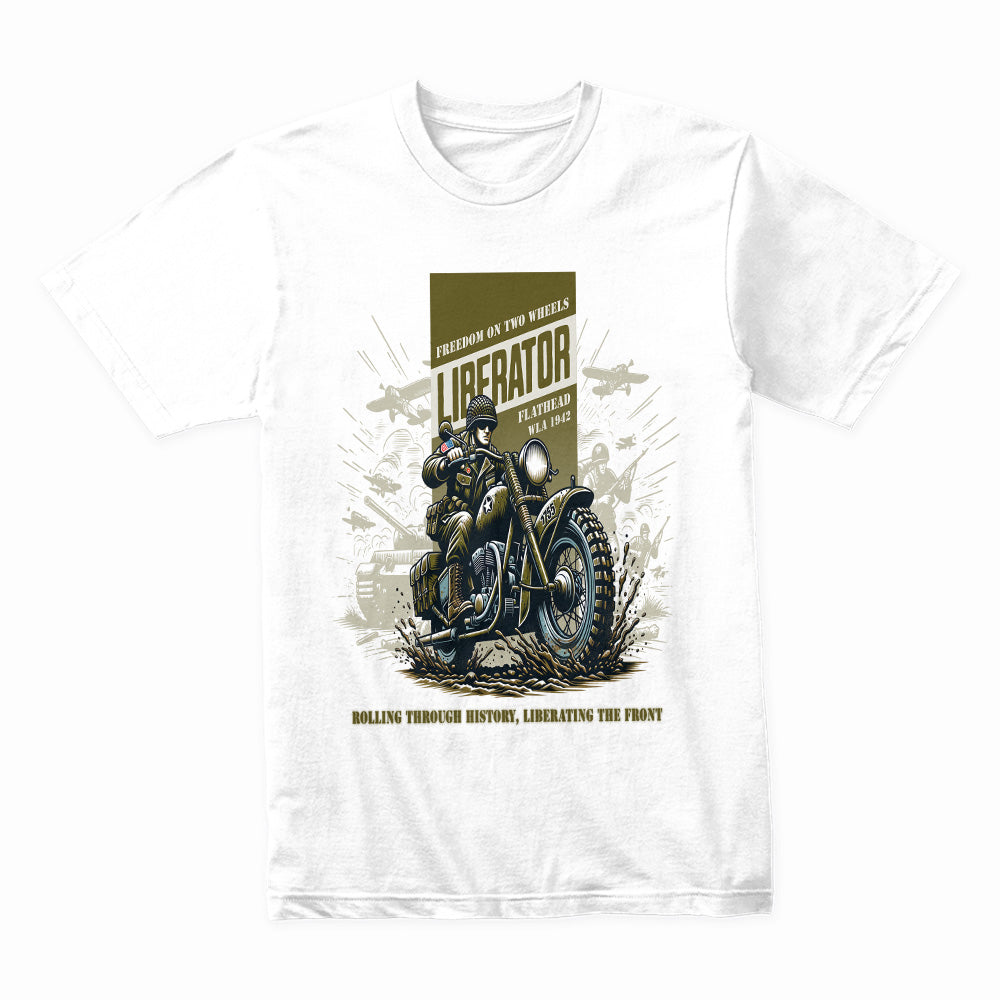 Liberator Ride: WWII Flathead Motorcycle Tribute T-Shirt