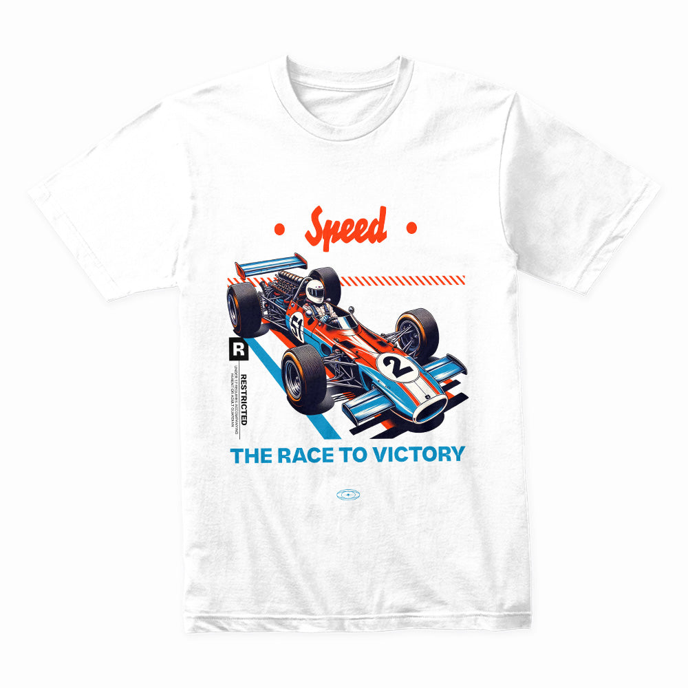 Lightning Speed: Retro Race Victory T-Shirt