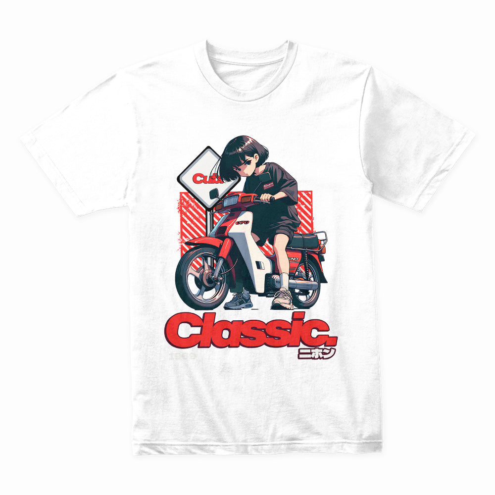 Classic Nihon – Retro Anime Scooter Rider Japanese Streetwear T-Shirt