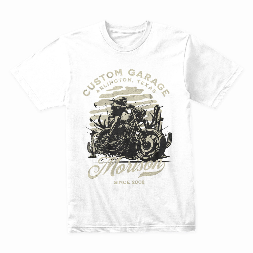Morison Custom Garage – Arlington, Texas Vintage Biker T-Shirt