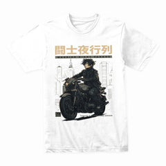 Warrior Night Parade" – Tokyo Cyberpunk Biker T-Shirt