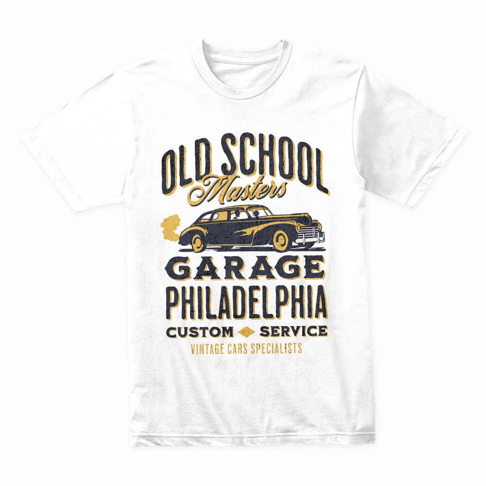 Old School Masters Garage T-Shirt – Philadelphia Vintage Car Edition