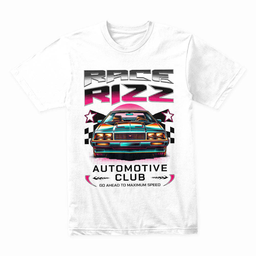 Race Rizz T-Shirt – Retro Neon Automotive Club Edition
