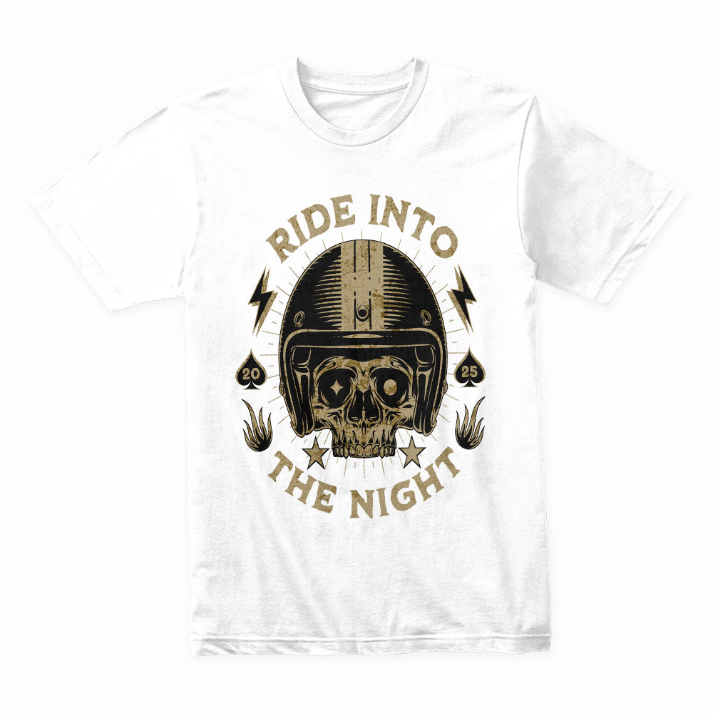 Ride Into the Night T-Shirt – Skull Biker Midnight Ride Tee