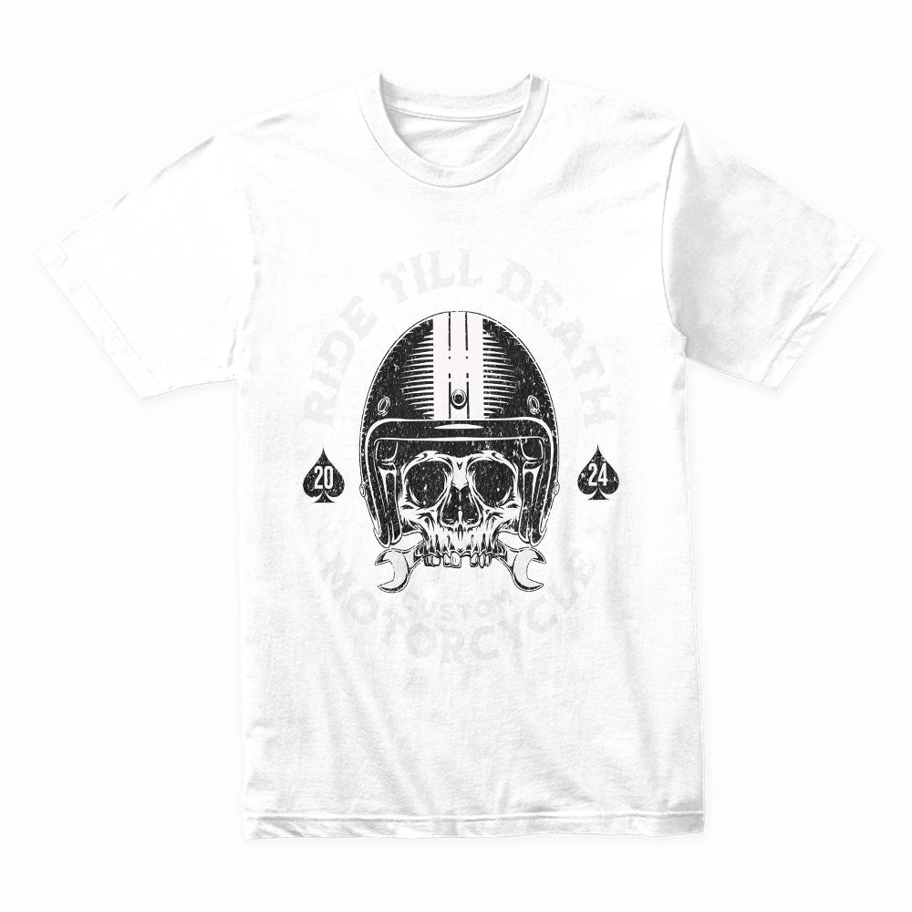 Ride Till Death T-Shirt – Hardcore Skull Biker Custom Motorcycle Tee