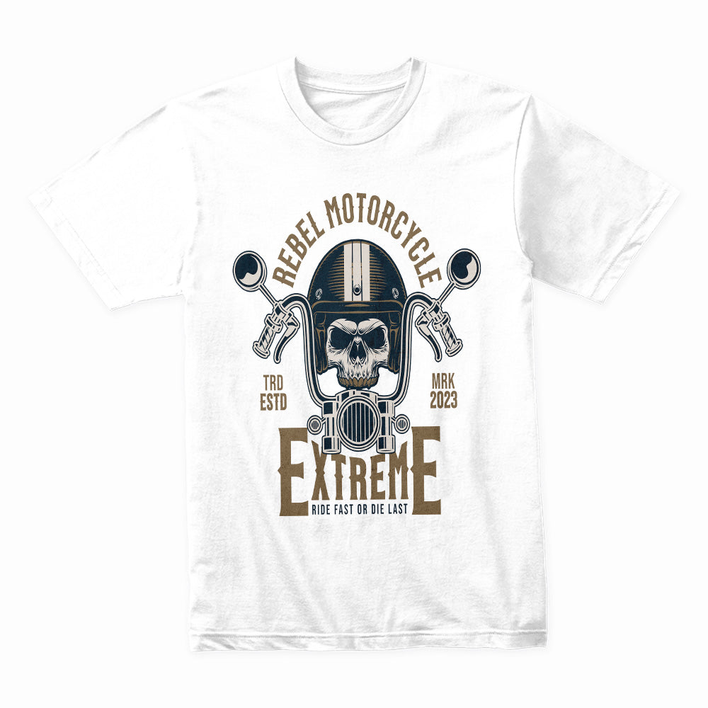 Rebel Motorcycle Extreme T-Shirt – Skull Biker Chopper Rider Tee