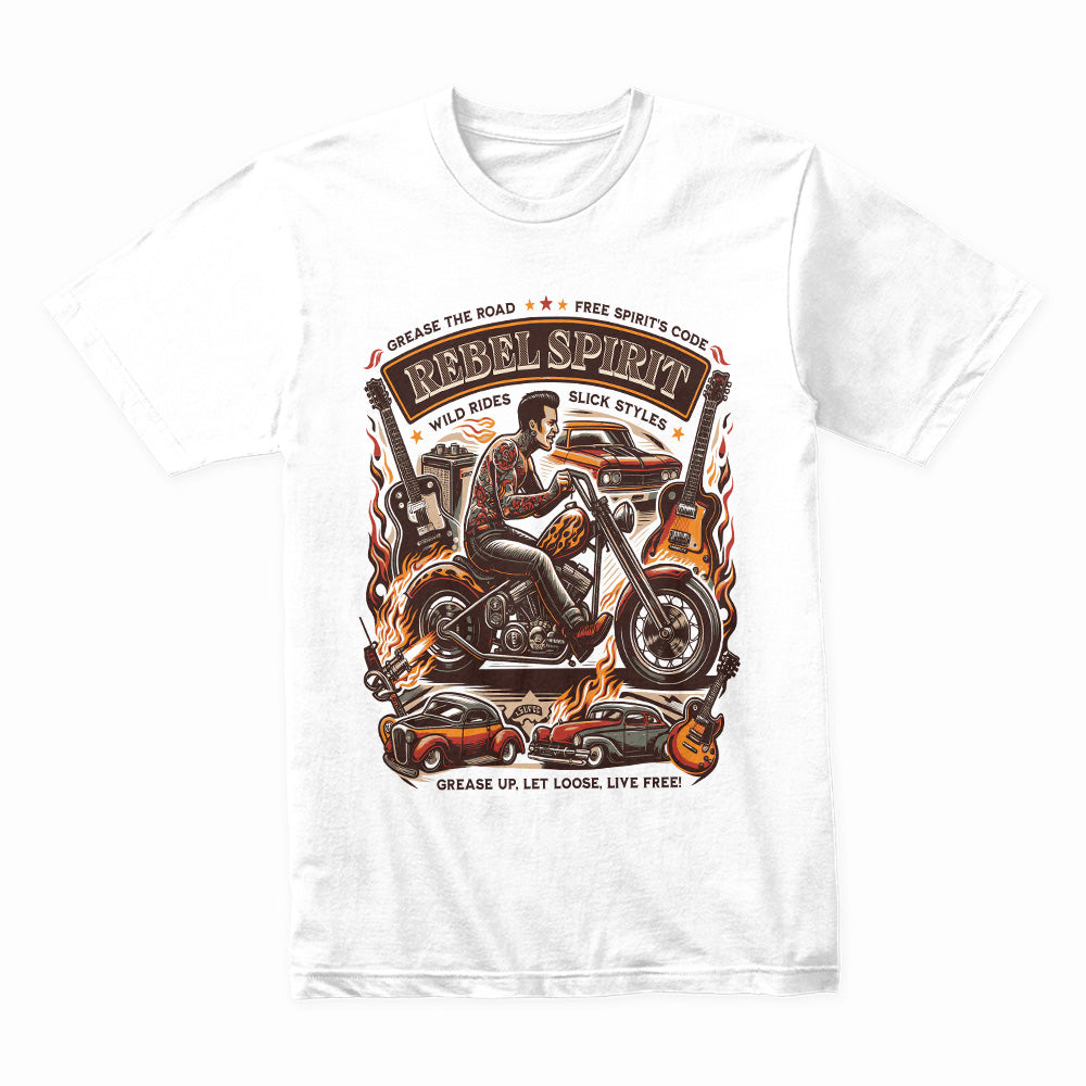 Rebel Spirit T-Shirt – Vintage Chopper Biker & Rock 'n' Roll Tee
