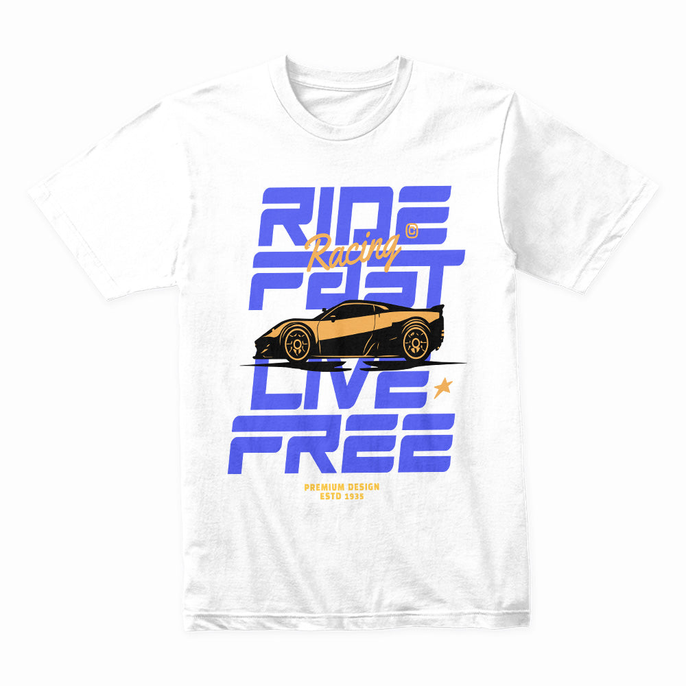 Ride Fast Live Free Racing T-Shirt – Speed & Freedom Edition