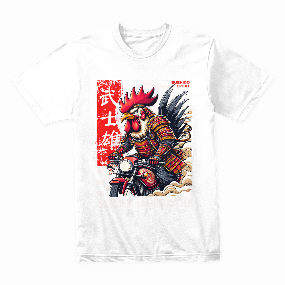 Samurai MotoRooster T-Shirt – Bushido Biker Warrior Tee