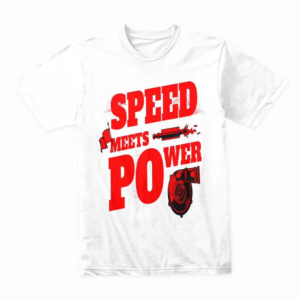 Speed Meets Power Turbocharger T-Shirt – Red Performance Boost Edition