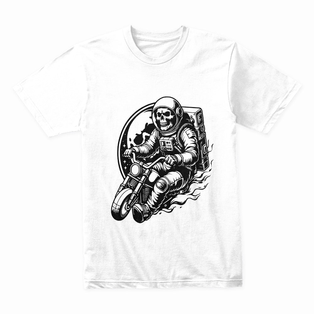 Strong and Victorious T-Shirt – Astronaut Skull Biker Stunt Tee