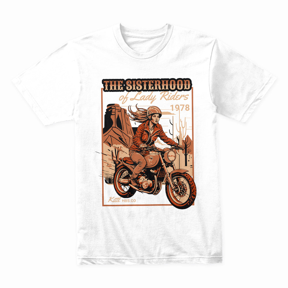 The Sisterhood of Lady Riders T-Shirt – Vintage Biker Woman Tee