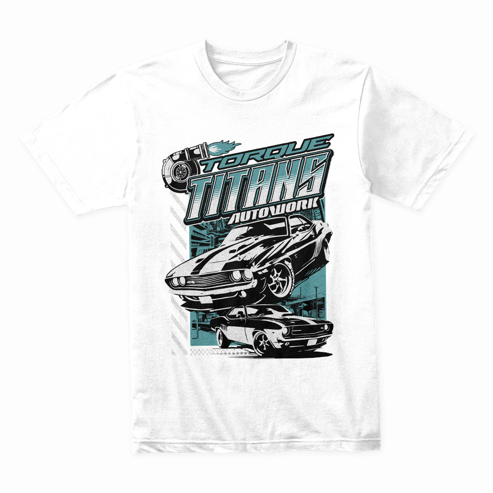 Torque Titans Autowork – Muscle Car Powerhouse T-Shirt
