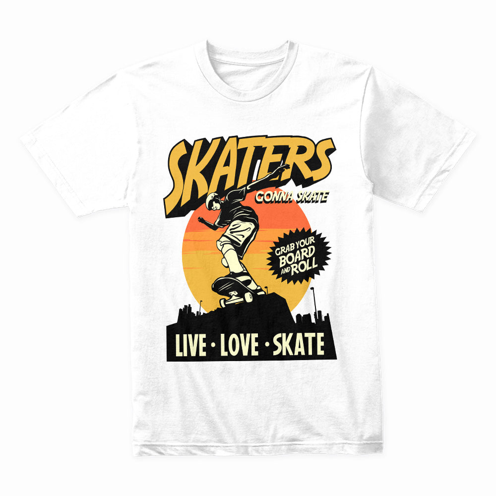 Skaters Gonna Skate - Urban Sunset Skateboarding Tee