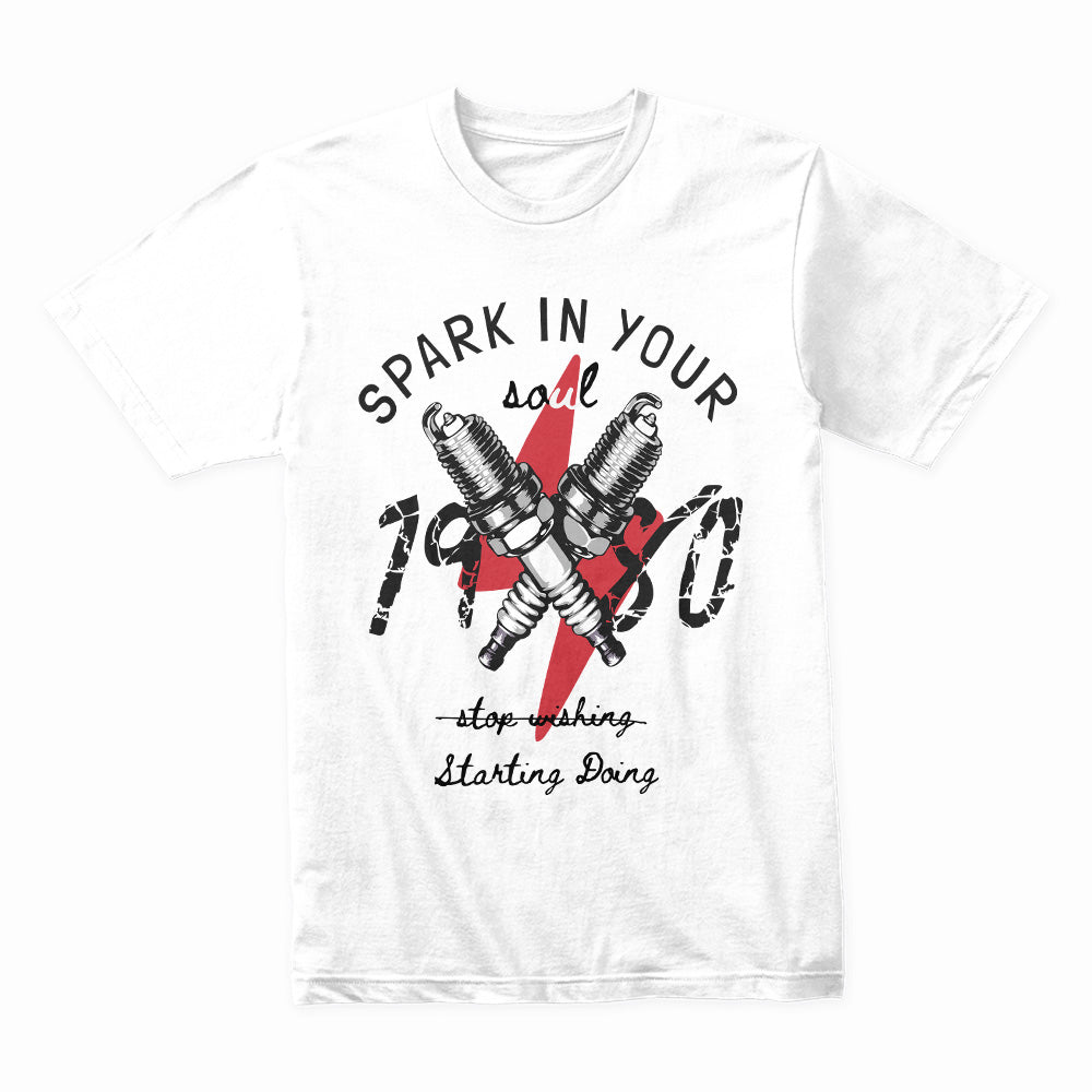Ignite the Grind – Spark Plug Moto Tee