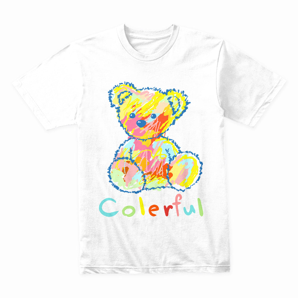 Crayon Chaos – Colorful Bear Scribble Tee