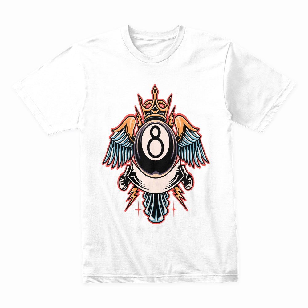 King of Fate: Winged Eightball Crest Tee