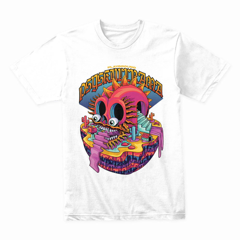 Psytrance Playground: Neon Skull Odyssey Tee