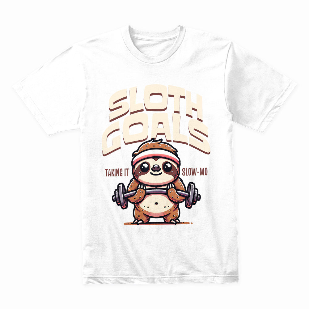 "Sloth Goals – Taking It Slow-Mo" Funny Gym T-Shirt for Lazy Lifters