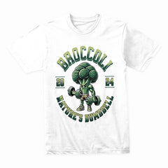 "Broccoli – Nature's Dumbbell" Funny Gym T-Shirt for Fitness & Health Enthusiasts