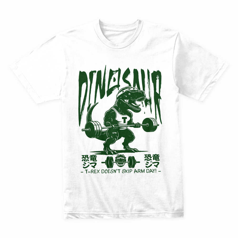 "T-Rex Gym Workout T-Shirt – Dinosaur Fitness Motivational Tee"