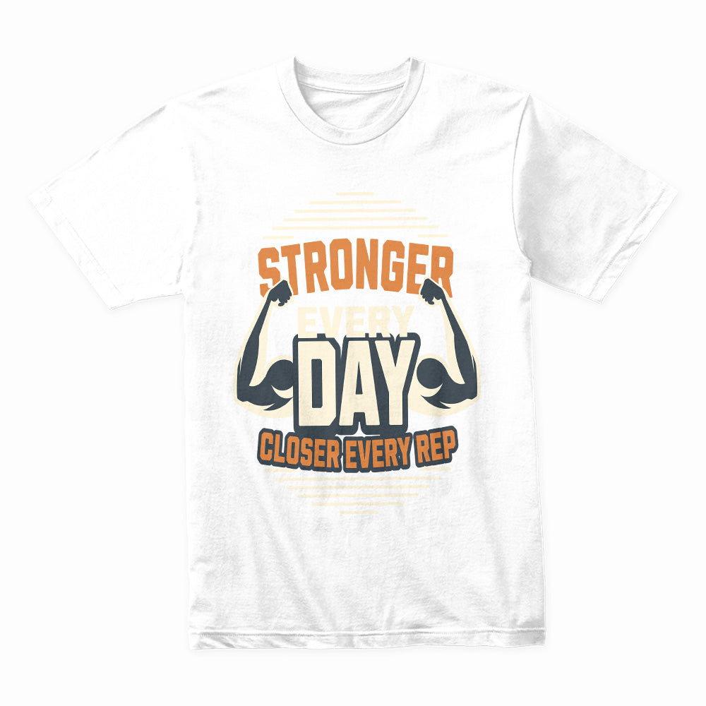 "Stronger Every Day Motivational Gym T-Shirt – Fitness Workout Apparel"