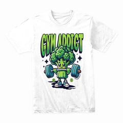 "Gym Addict" Cute Broccoli Workout T-Shirt – Fun & Motivational Fitness Tee