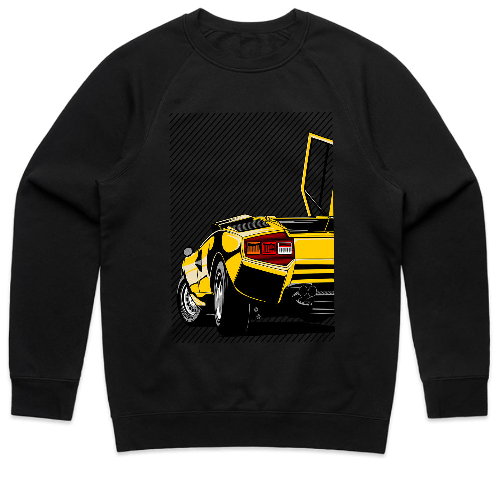Countach Rear Legend T-Shirt — Retro Yellow Supercar Edition