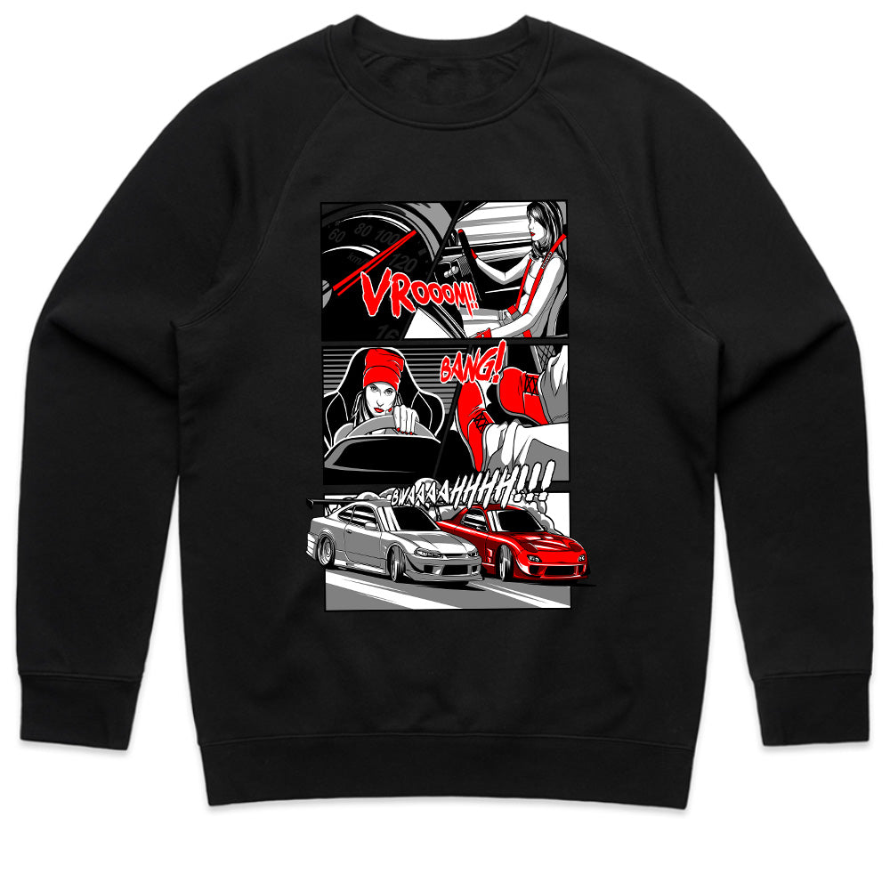 JDM Street Racer Manga T-Shirt – Drift Battle Comic Style Tee