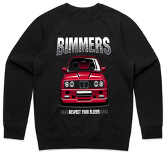 Bimmers Respect Your Elders T-Shirt – Classic BMW E30 Front View Tee