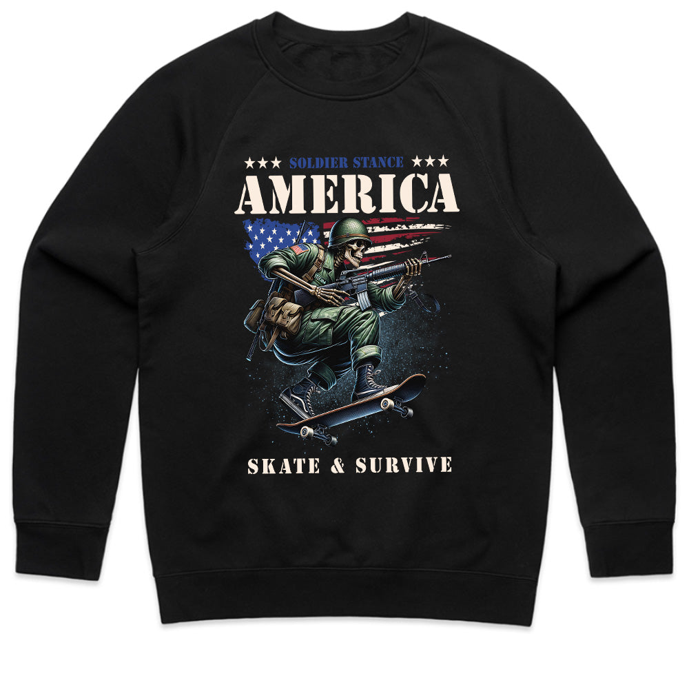 Soldier Stance: Skate & Survive America Tee