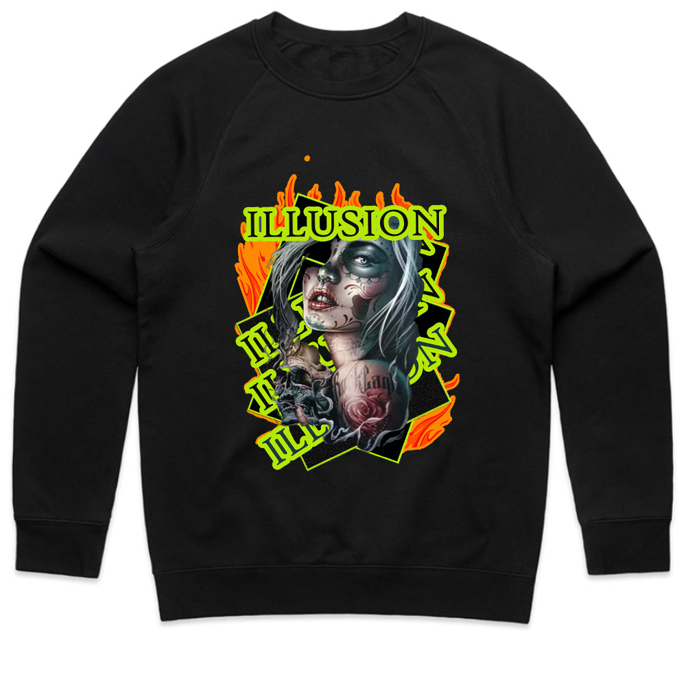 Burning Mirage: Neon Illusion Ink Tee