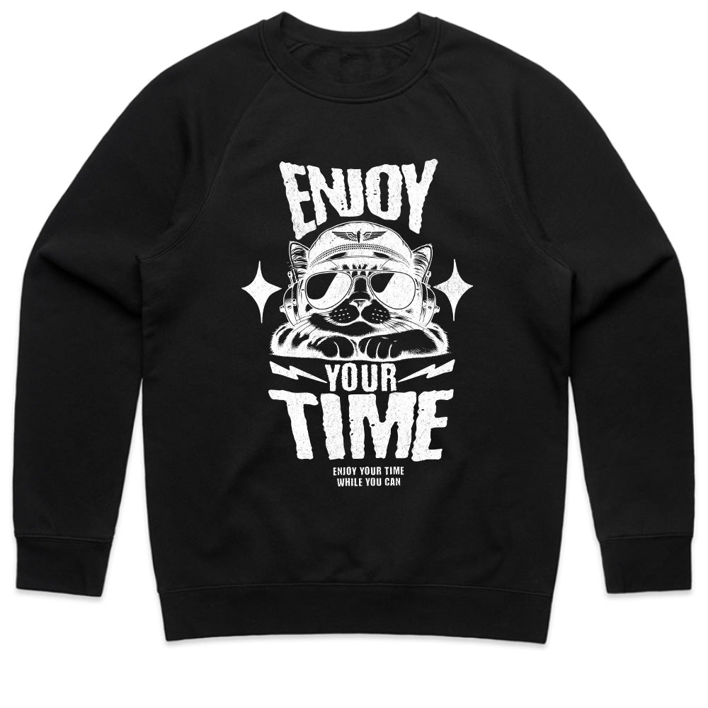 Enjoy Your Time" Aviator Cat Graphic Tee