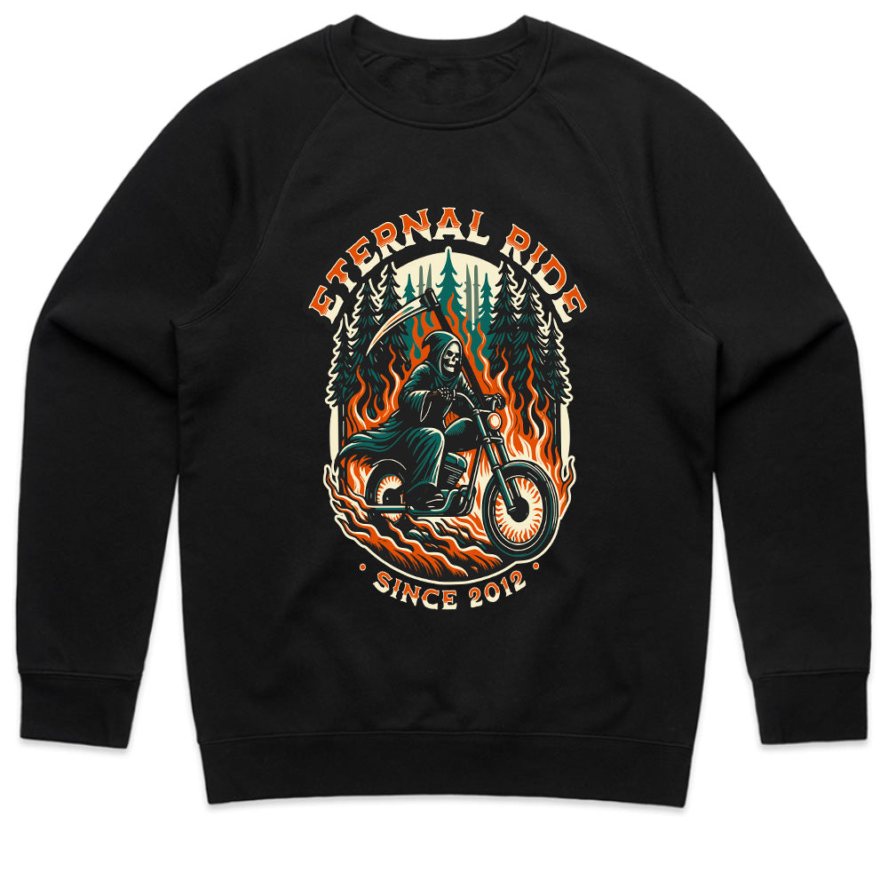 Eternal Ride – Grim Reaper Biker Flames T-Shirt
