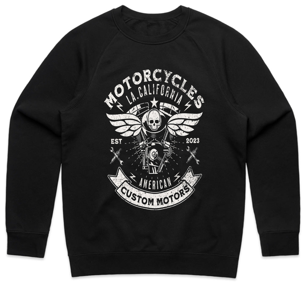 American Custom Motors – Vintage Motorcycle Skull T-Shirt