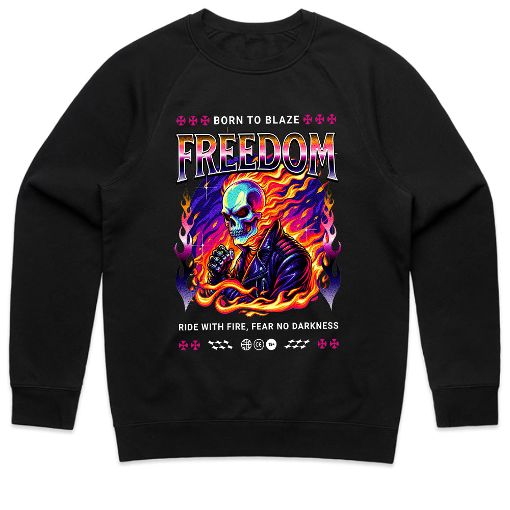 Born to Blaze Freedom Skull Biker T-Shirt – Ride with Fire, Fear No Darkness