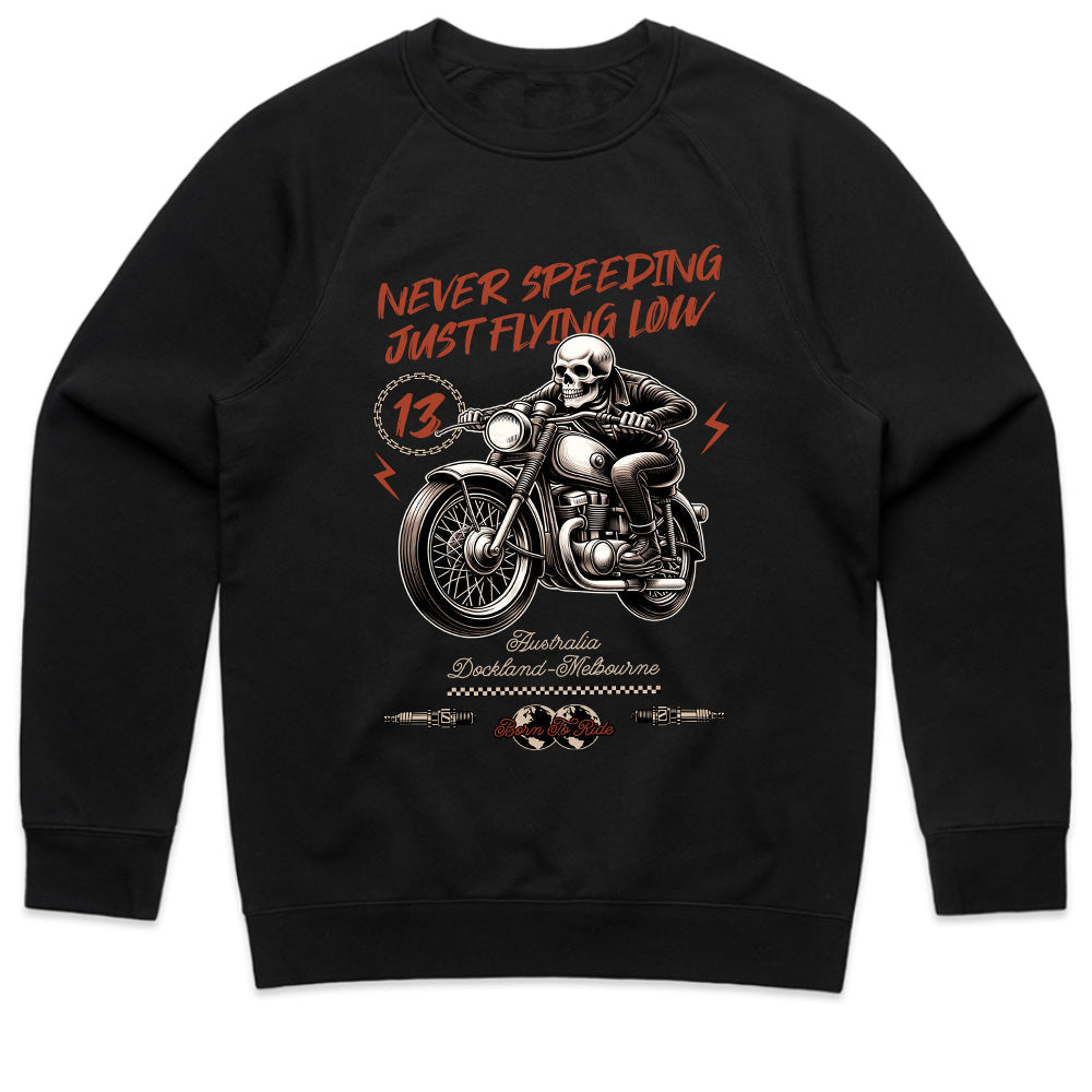 Never Speeding, Just Flying Low – Skull Biker T-Shirt