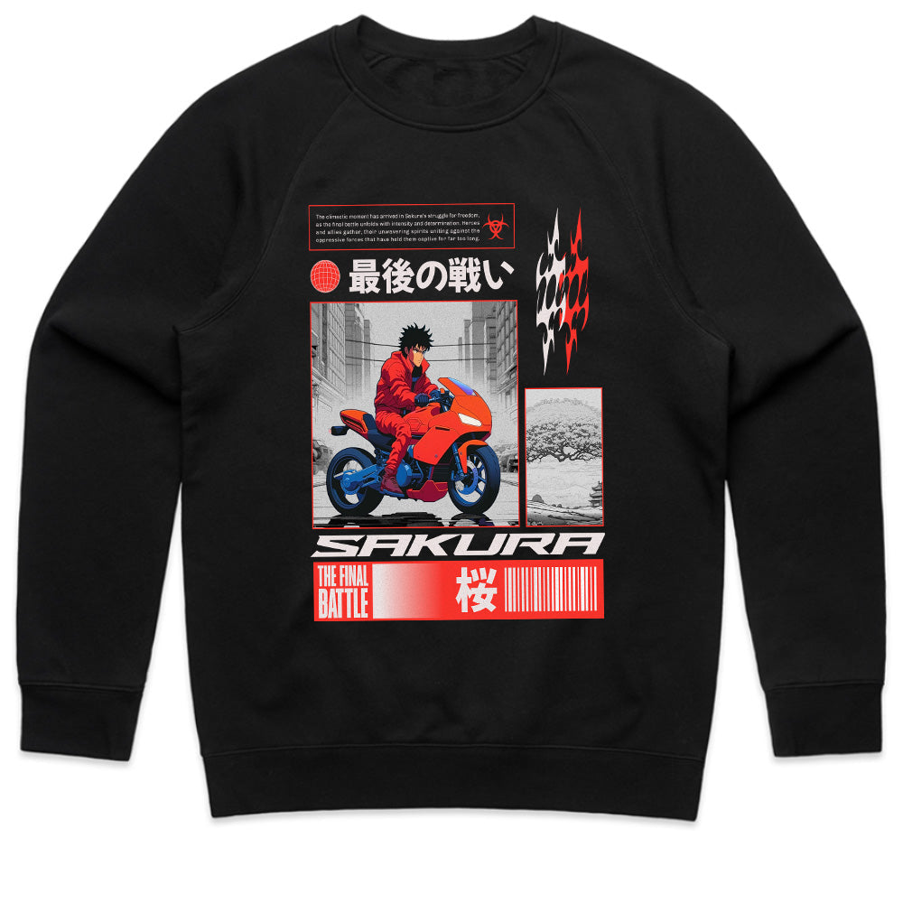 Sakura Final Battle – Cyberpunk Anime Rider T-Shirt