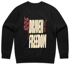 Driven Freedom - Retro Racing Flag Typography Tee