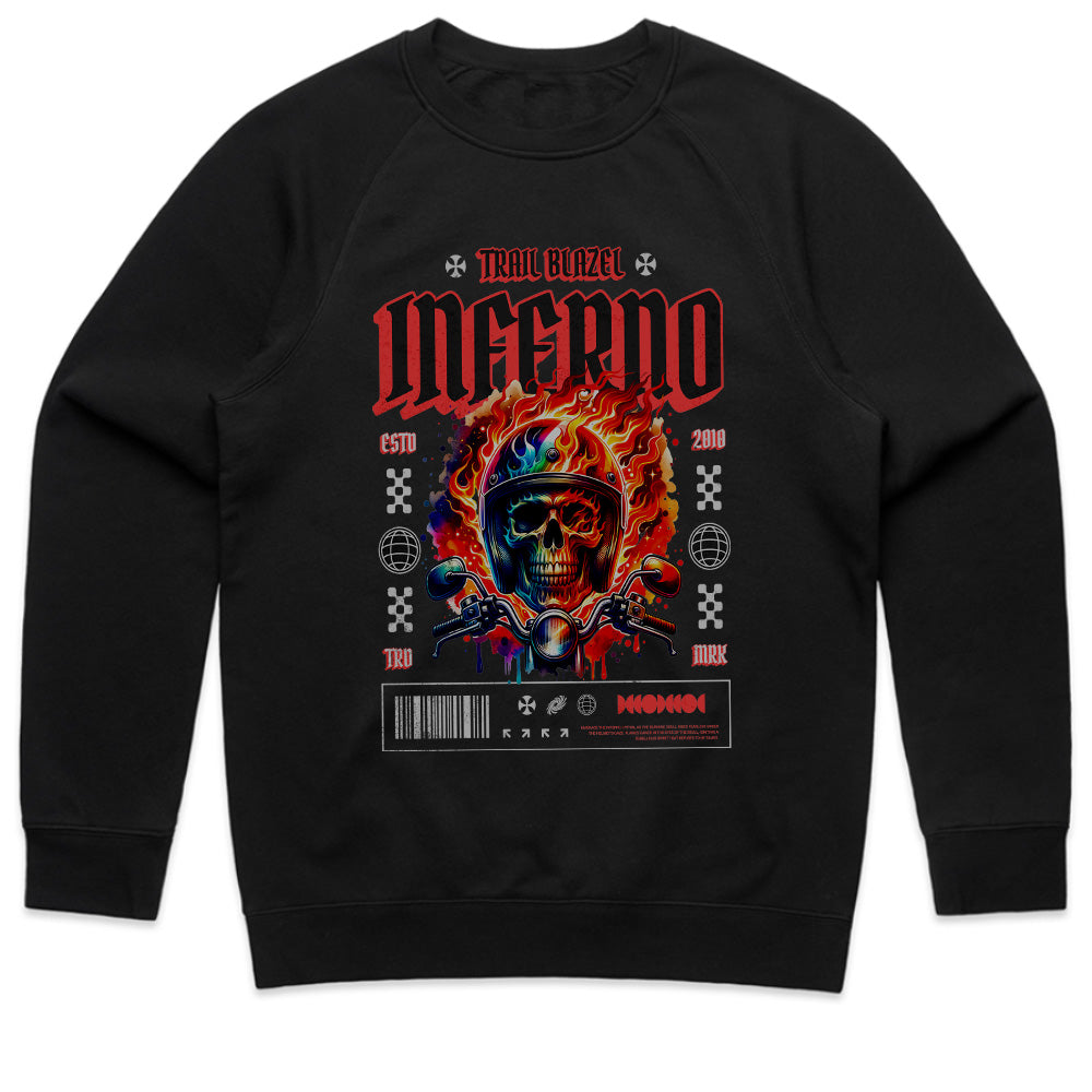 Inferno Trail Blaze – Flaming Skull Biker T-Shirt