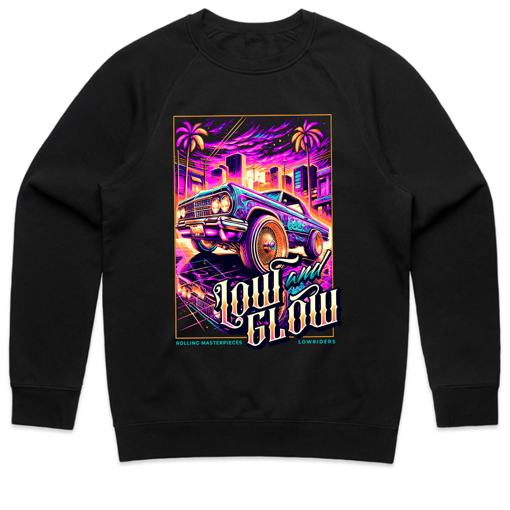 Low and Glow T-Shirt – Neon Vibe Lowrider Masterpiece