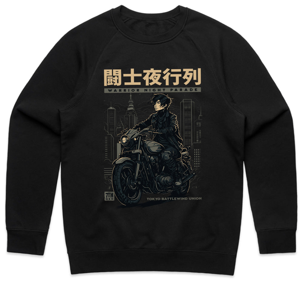 Warrior Night Parade" – Tokyo Cyberpunk Biker T-Shirt