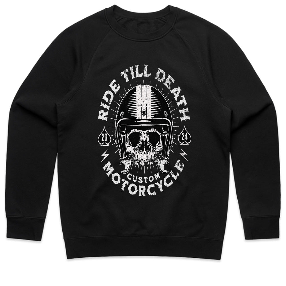 Ride Till Death T-Shirt – Hardcore Skull Biker Custom Motorcycle Tee