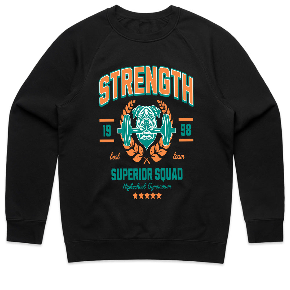 "Strength Superior Squad" Vintage Gym Bulldog T-Shirt – Power & Team Spirit