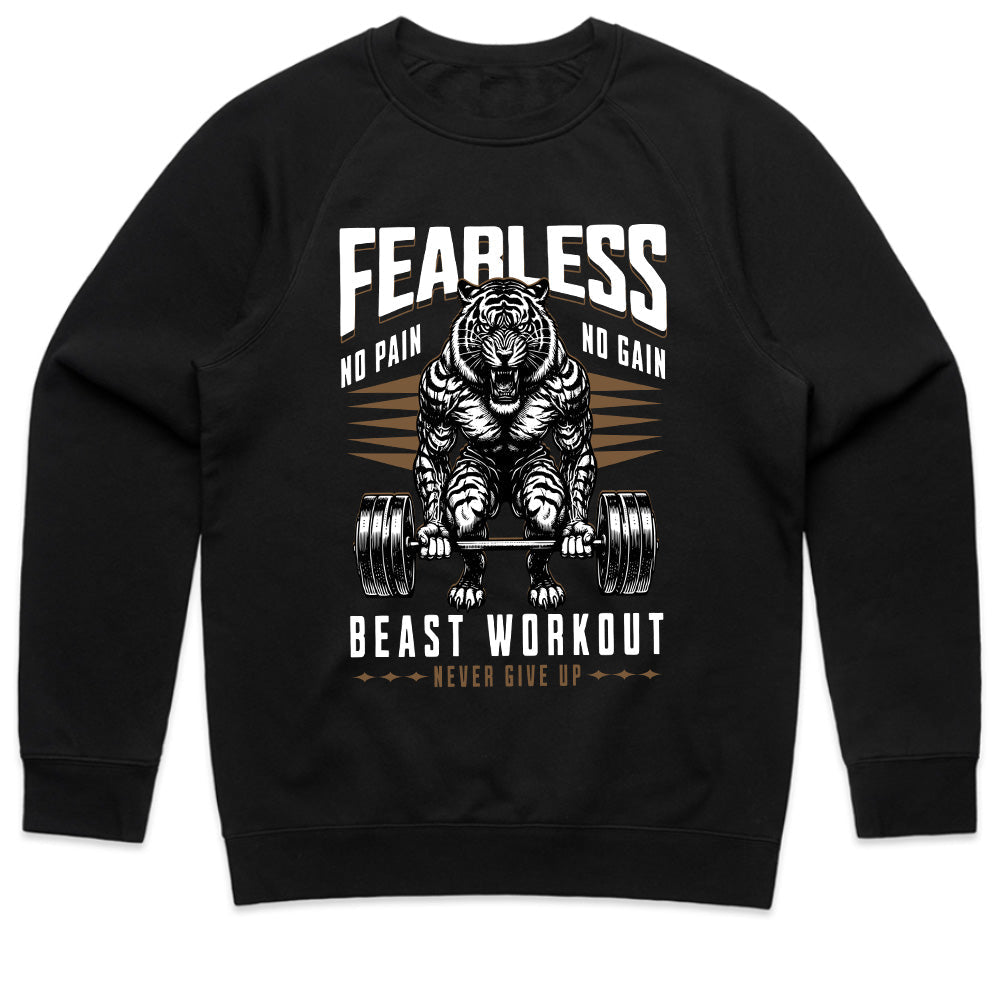 Fearless Beast Workout – No Pain, No Gain Gym T-Shirt | Power & Strength Tee