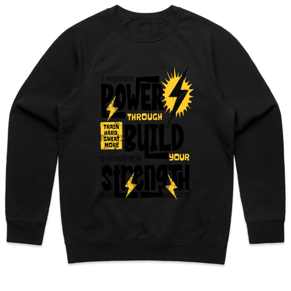 Power Through, Build Strength – Motivational Gym T-Shirt | High-Energy Workout Tee