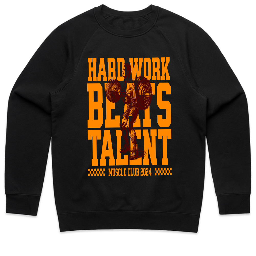 Hard Work Beats Talent – Muscle Club 2024 Gym T-Shirt | Motivational Workout Tee